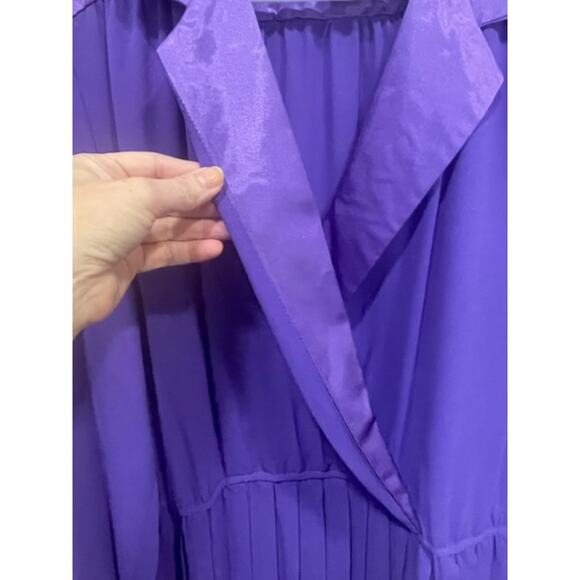 Vintage Joy Gordon Pleated Dress Elegant V Neck A Line Midi Dress Women's Sz 16 - Picture 10 of 11